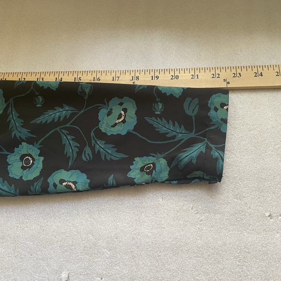 J Crew Shirt Women 6 Black Green Poppies Button Up Bloomcore Blouse Grunge Top - Picture 9 of 14
